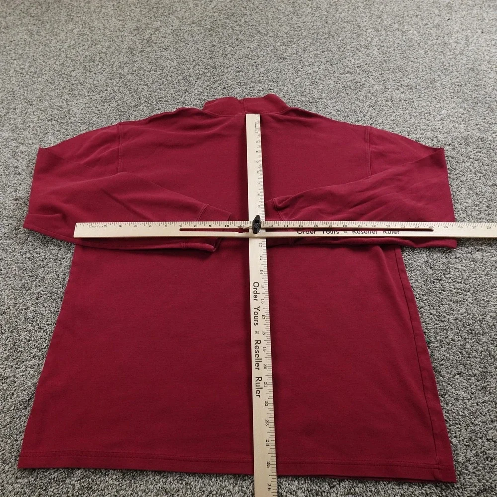 LL‎ Bean Shirt Mens L Red Mock Neck Long Sleeve Tee Pullover Sweatshirt Outdoor